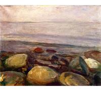 XZSFD NBGEA Edvard Munch Poster and Prints Abstract Wall Art Picture《Beach Landscape at Asgardstrand》Edvard Munch Canvas Painting For Home Decor 50x60cm Unframed