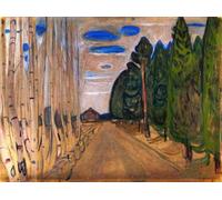 XZSFD NBGEA Edvard Munch Poster Color Prints Abstract Wall Art Picture《Landscape with a Road》Edvard Munch Canvas Painting For Home Decor 50x80cm Unframed