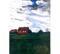 XZSFD NBGEA Edvard Munch Poster Color Prints Abstract Wall Art Picture《Landscape with Red House》Edvard Munch Canvas Painting For Home Decor 50x60cm Unframed
