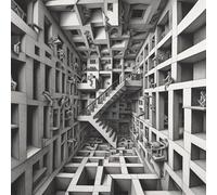 XZSFD NBGEA Famous M.C Escher Vision Poster Thinking Prints Abstract Wall Art Picture《Space Frame》M.C Escher Canvas Painting For Home Decor 50x50cm Unframed