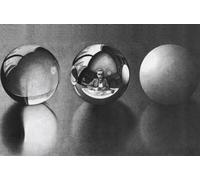 XZSFD NBGEA Famous M.C Escher Vision Poster Thinking Prints Abstract Wall Art Picture《Three Spheres》M.C Escher Canvas Painting For Home Decor 90x60cm Unframed