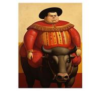 XZSFD NBGEA Fernando Botero People Poster Color Prints Retro Wall Art Picture《Bull Knight》Fernando Botero Canvas Painting For Home Decor 40x60cm Unframed