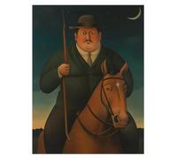 XZSFD NBGEA Fernando Botero People Poster Color Prints Retro Wall Art Picture《Horse Knight》Fernando Botero Canvas Painting For Home Decor 40x60cm Unframed