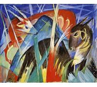 XZSFD NBGEA Franz Marc Scenery Poster Color Prints Abstract Wall Art Picture《Fairy Animals 1913》Franz Marc Canvas Painting For Home Decor 50x60cm Unframed