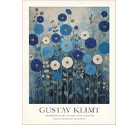XZSFD NBGEA Gustav Klimt Landscape Poster Color Prints Abstract Wall Art Picture《Blue Garden Flowers》Gustav Klimt Canvas Painting For Home Decor 50x60cm Unframed