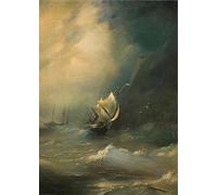 XZSFD NBGEA Ivan Aivazovsky Poster Color Prints Abstract Wall Art Pictrure《Storm On The Ice Ocean》Ivan Aivazovsky Canvas Painting For Home Decor 50x80cm Unframed