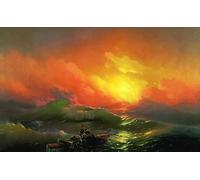 XZSFD NBGEA Ivan Aivazovsky Scenery Poster Color Prints Abstract Wall Art Pictrure《The Ninth Wave》Ivan Aivazovsky Canvas Painting For Home Decor 50x100cm Unframed