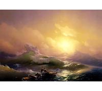 XZSFD NBGEA Ivan Aivazovsky Scenery Poster Color Prints Abstract Wall Art Pictrure《The Ninth Wave》Ivan Aivazovsky Canvas Painting For Home Decor 50x80cm Unframed