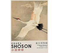XZSFD NBGEA Japan Ohara Koson Poster Color Prints Abstract Wall Art Picture《Flying Red-Crowned Crane》Ohara Koson Canvas Painting For Parlor Decor 40x60cm Unframed