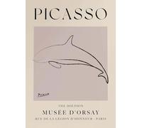 XZSFD NBGEA Pablo Picasso Poster Abstract Prints Simple Line Wall Art Animal Picture《The Dolphin》Pablo Picasso Canvas Painting For Home Decor 40x60cm Unframed