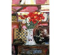 XZSFD NBGEA Pierre Bonnard Poster Color Prints Abstract Wall Art Picture《Vase of Flowers and Checkers》Still Life Canvas Painting For Home Decor 40x50cm Unframed