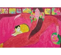 XZSFD NBGEA Walasse Ting Poster Color Prints Abstract Wall Art Picture《Woman and Cat Lying on the Sofa》People Canvas Painting For Home Decor 60x90cm Unframed