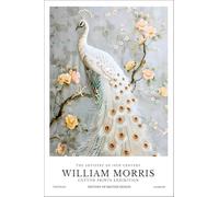 XZSFD NBGEA William Morris Poster Color Prints Abstract Wall Art Picture《White Peacock on the Branch》Animal Canvas Painting For Home Decor 50x70cm Unframed