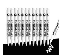 XZSKD 12 Pieces White Pen, White Marker Pen, White Permanent Marker Pen, White Pens, White Paint Pen, Waterproof Permanent Laundry Marker Pen For Paper Rock Wood Fabric Glass Ceramic Plastic