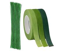 XZSKD 3 Rolls Florist Tape, 100pcs Floral Wire, Florist Tape Green Sticky, Floral Wire, Floristry Supplies, Floral Tape, Florist Tape, Bouquet Tape For Bouquet Stem Wrapping And Diy Handcrafts