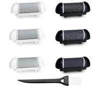 XZSKD 6 Pcs Foot File Replacement Rollers, Micro Pedi Replacement Rollers, 2 Colour & 3 Types of Roughness Foot File Refill, With Cleaning Brush