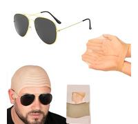 XZSKD Cap For Adult Kids, Black Sunglasses, Bald Head Wig Cap, Black Soul Patch, For Halloween Makeup Cosplay, Fancy Dress Cosplay, Accessories Nude, For Kids Adults, Unisex