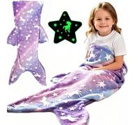 XZSKD Mermaid Tail Blanket, Glow in The Dark, Soft Flannel Wearable Throw | Mermaid Tail Blanket, Glow in the Dark, Soft Flannel, Wearable Snuggle, All-Season Throw, Gift for Girls and Teens
