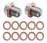 XZSKD Sump Plug, 2-Piece Oil Drain Plug Set with Copper Washers, Stainless Steel Construction for Routine Maintenance, Compatible with Various Vehicles and Marine Engines