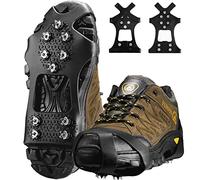 XZSUN Ice cleats，Snow Ice Traction Shoe Boot Cleats， Anti Slip 10-Studs Silicone Rubber Crampons s for Footwear(XL，Black（Steel nail）)