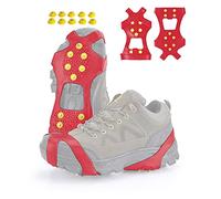 XZSUN Ice cleats，Snow Ice Traction Shoe Boot Cleats， Anti Slip 10-Studs Silicone Rubber Crampons with 10 Extra Studs for Footwear(XL, Red)