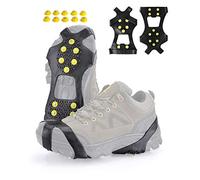 XZSUN Ice cleats，Snow Ice Traction Shoe Boot Cleats， Anti Slip 10-Studs Silicone Rubber Crampons with 10 Extra Studs for Footwear(L, Black)