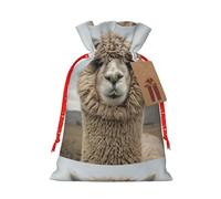 Xzsxhe I Love Alpacas Print Christmas Gift Bags, Drawstring Gift Wrap Bags Candy Storage Bag Reusable Party