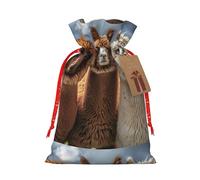 Xzsxhe I Love Alpacas Print Christmas Gift Bags, Drawstring Gift Wrap Bags Candy Storage Bag Reusable Party