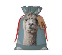Xzsxhe I Love Alpacas Print Christmas Gift Bags, Drawstring Gift Wrap Bags Candy Storage Bag Reusable Party, Medium, Black