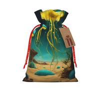 Xzsxhe Magic Mushroom Print Christmas Gift Bags, Drawstring Gift Wrap Bags Candy Storage Bag Reusable Party