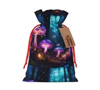 Xzsxhe Magic Mushroom Print Christmas Gift Bags, Drawstring Gift Wrap Bags Candy Storage Bag Reusable Party