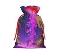 Xzsxhe Magic Mushroom Print Christmas Gift Bags, Drawstring Gift Wrap Bags Candy Storage Bag Reusable Party