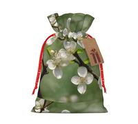 Xzsxhe Spring Dogwood Blossoms Print Christmas Gift Bags, Drawstring Gift Wrap Bags Candy Storage Bag Reusable Party