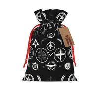 Xzsxhe Supernatural Symbols Black Print Christmas Gift Bags, Drawstring Gift Wrap Bags Candy Storage Bag Reusable Party