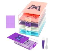 XZTXBest 4 Piece Diamond Art Trays with Butterfly Lids for Adults, 24 PCS Strong Stickiness Clay Glue with Slide Storage Box for Diamond Painting Accessories and Tools