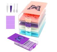 XZTXBest 4 Piece Diamond Art Trays with Butterfly Lids for Adults, 24 PCS Strong Stickiness Clay Glue with Slide Storage Box for Diamond Painting Accessories and Tools