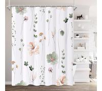 XZTXBest Boho Shower Curtain, Sage Green Beige Flower Bath Curtain for Bathroom, Modern Minimalist White Bathroom Curtain, Mildew Resistant, Weighted Hem, Waterproof Fabric with 12 Hooks 180 x 180 cm