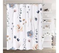 XZTXBest Boho Shower Curtain Set, Grey Beige Flower Bath Curtain for Bathroom, Modern Minimalist White Bathroom Curtain, Mildew Resistant, Weighted Hem,Waterproof Fabric with 12 Hooks 180x180cm