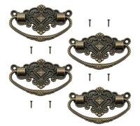 XZW 4pcs Retro Bronze Pull Handle Antique Drawer Handle Size 2.8 inches × 1.7 inches Suitable for Vintage Jewelry Boxes and Kitchen Cabinet Hardware