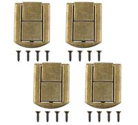 XZW 4Piece Set Bronzed Retro-Style Buckle Zinc Alloy Spring Buckle Strap Screws for Antique Wooden Boxes Jewelry Boxes Decorative Cabinets