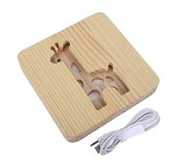 XZXCVN 3D Giraffe Wooden Lamp 360 Degree Irradiation Hollow Pattern Warm White Light LED Wooden Night Lights for Home Living Room