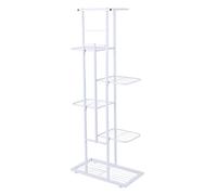 XZXCVN 6 - Tier Metal Plant Stand, Flower Pots Display Rack with Adjustable Feet, White Gold Dark Grey - Heavy Duty Anti - Rust Coat, Space Saving Plant Storage, Indoor Outdoor Use (White)