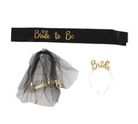 XZXCVN Bride to Be Tiara with Ribbon Fringe, Black Bridal Veil Sash Crown - Elegant Satin Finish, Gold Glitter Lettering, Perfect Wedding and Bachelorette Accessory