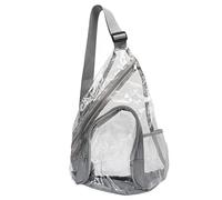 XZXCVN Clear Sling Bag PVC Transparent Crossbody Bag Black, Large Capacity, Waterproof Material - Easy Security Check, Durable Zipper Design, Ideal for Travel and Events (Gray)