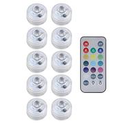 XZXCVN Round Waterproof LED Candle Lights, 10pcs Set, Warm White Submersible Remote Control - Long Lasting, Abrasion, Ideal for Outdoor and Indoor Decoration (Seven Colored Light)