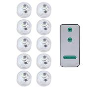 XZXCVN Round Waterproof LED Candle Lights, 10pcs Set, Warm White Submersible Remote Control - Long Lasting, Abrasion, Ideal for Outdoor and Indoor Decoration (White Light)
