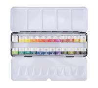 XZXCVN Solid Watercolor Paint Set, Portable Iron Box, 12 Professional Colours - Advanced Grinding Technology, Soft Colours, Ideal for Artists and Students (24 colors)