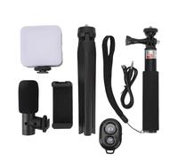 XZXCVN Video Vlog Kit with Adjustable Tripod, Fill Light and Noise Reduction Microphone for Phone and Camera - 3 Brightness Levels, Stable, Ideal for Live Streaming and Vloggin