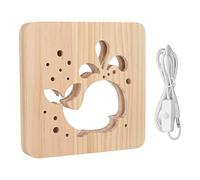 XZXCVN Wooden 3D Lamp LED Warm White Light Hollow Design Cute Whale Pattern Carving Pattern LED Night Light for Home Office Bedroom