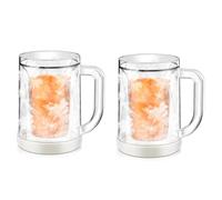 Xzyden 2Pcs Double-Layer Quick-Chill Tumbler Cups for Iced Drinks, Freezer Beer Ice Cups,Freezer Drinking Cups,Clear Plastic Beer Mugs with Handle,Transparent,800ml,10.4x14x14.7cm
